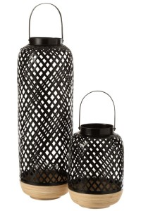 J-Line lantern Evi - bamboo - black - large