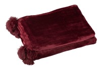 J-Line Plaid Pompom - polyester - bordeaux - 170 x 130 cm