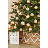 Kerstboomrok - H25 x Ø50 cm - Bananenblad - Bruin, Wit