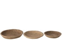 J-Line Set Of 3 Trays Chad Paper Mache Brown