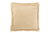 J-Line cushion Fringe - cotton/velvet - beige