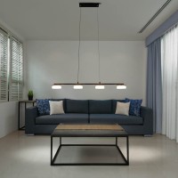 LED pendant lamp "Cimo" made of metal and plastic in black, with integrated LED, length 96 cm