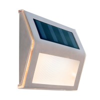 4 Set LED solar outer light, for outside, wall lamp-metal and plastic in steel-blank, with integrated LED