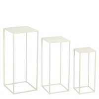 Quinty Bijzettafel - Set van 3 - L30 x B30 x H70 cm - Metaal - Off-white