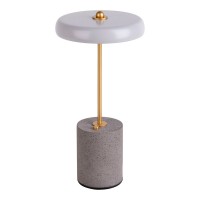 Akku Tischleuchte "SETA" grau 30 cm hoch aus Metall und Beton, mit fest verbauter LED