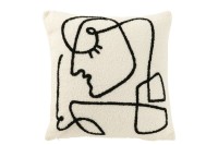 J-Line Cushion Face Abstract Bouclé White/Black