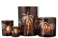 J-Line lantern Palm tree - glass - brown - extra large