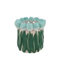 VASE-TULIPS- DOLOMITE-MINT/ GROEN-17X17X16CM