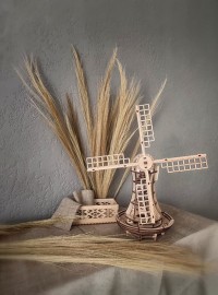 Eco Wood Art 3D Mechanical Puzzle Windmill, 2130, 34x19.5x40cm