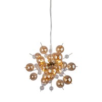 Pendelleuchte "EXPLOSION" amber aus Metall und Glas, G9 Fassungen, Hängelampe für Esszimmer, Wohnzimmer, Diele oder Büro, Hängelampe Øca. 65 cm