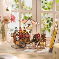 DIY 3D Wooden Model Construction Package, Blossom Cart, Robotime, TGS03, 24.2x16.3x21cm