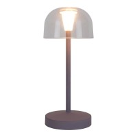 2-er Set LED battery table light "Gomba" for outside and inside, made of metal and plastic in blackberry, 18.5 cm high