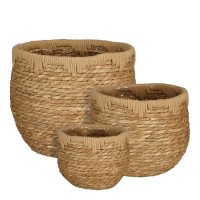 Jorck Plant Basket - Set of 3 - H24 x Ø26 cm - Seagrass - Light brown