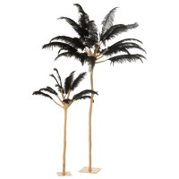 J-Line Boom Pluimen Metaal Goud/Zwart Large