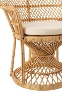 J-Line Pauw Rattan chair with cushion - jute - natural