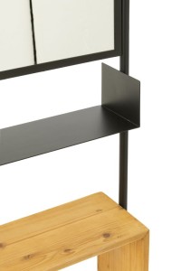 J-Line Wall Shelf With Mirror Tina Wood/Iron Black/Natural