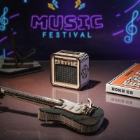 Robotime, Houten Puzzel 3D Electric Guitar, TG605K, 17x10,5x22cm