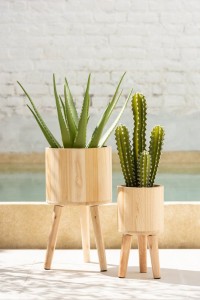 J-Line flower pots Classic - wood - natural - Ø 27.00 cm - 3 pieces