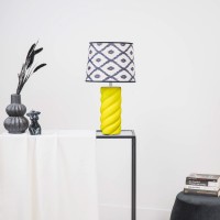 Tafellamp - keramiek - neon geel - E27- 12x12x28cm