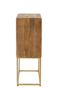 J-Line Nino Cabinet on Stand Metal/Mango Wood Natural/Gold