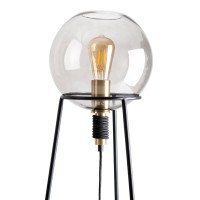 Table lamp "Stelo", modern table lamp made of black metal and smoke glass, E27 socket, 71 cm high, for dining room, living room, hallway or office,