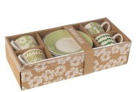 J-Line bag + saucer Box - ceramic - green - large - 4 pieces