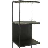 J-Line rek Slim Teak - hout/metaal - zwart