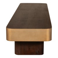 Warren Coffee Table 180x45x31 Brown Wood Gold Mtl