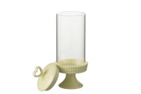 J-Line Cake plate under glass - cake stand - ceramic - yellow - M