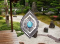 Wind spinner, BlinQ Art, Bladvorm, RVS, 735377, 195 x 140 mm, glass ball 35 mm