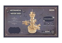 Music Box Wood DIY 3D Puzzle Airplane Control Tower, Robotime, AMK41, 19.5x19.5x25.1cm