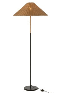 J-Line floor lamp - metal/rattan - black/natural