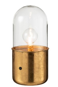 J-Line Antique table lamp - glass/zinc - gold - L - LED lights