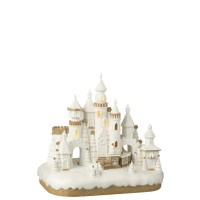 J-Line decoratie Peperkoek Kasteel + Trein - polyresin - beige/wit