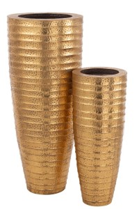 J-Line Set of 2 Vases Metal Egypt Metal Gold