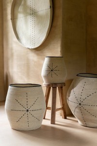J-Line Set of 3 Basket Star Dotted Lines Seagrass Natural/Black