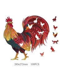 Logic Giochi Mandala Wooden Jigsaw Puzzle Rooster/Roast, 28.5x27.2 cm