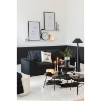 J-Line tapijt Koeienvel - leer - zwart/wit