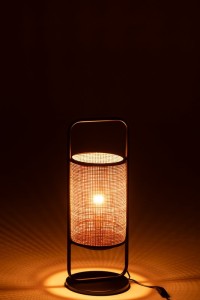 J-Line Table Lamp Elton Metal/Ratan Black/Natural Small