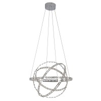 LED pendant lamp "Cosmos" metal and plastic in chrome, Ø60 cm, with firmly built -in LEDs, lighting for living room, dining room or office.