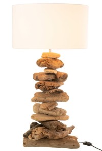 J-Line lamp + shade - wood - natural/beige - small