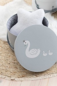 J-Line set of 3 boxes Swan - cardboard/reed - white/grey