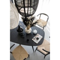 J-Line ettafel Ovaal Gerecycleerd - hout - zwart