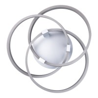 Smart Home LED ceiling light "Divora" Ø 58cm, ceiling lamp made of metal, aluminum brushed and white plastic, with many functions, firmly built -in LEDs, lighting for living room, dining room office or hallway