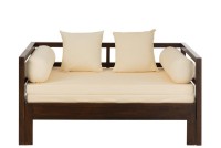 J-Line Conie sofa bed - mattress + 4 pillows - wood - dark brown