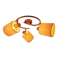 3-zits muur en plafond Rondel "Maron" gemaakt van metalen-satine-meter met stof paraplu's in de natuur, met E14-versie, lamp voor woonkamer, eetkamer, gang en kantoor, 28,5 cm diameter