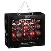 Kerstballen Set - 42 Stuks - Ø7 cm - Glas - Donkerrood