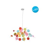 Pendant lamp "explosion" colored made of metal and glass, G9 versions, hanging lamp for dining room, living room, hall or office, Øca. 98 cm