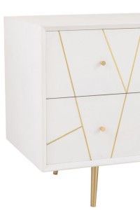 J-Line sideboard Lines 4 Drawers 2 Doors - wood/metal - white/gold