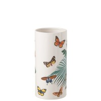 J-Line vaas Vlinders Dolomiet - porselein - mix - small - 30 cm hoog